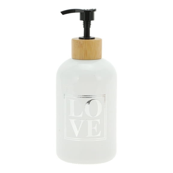 Unique Bargains 1 Pc Cylinder Letter Soap Dispenser 13.53oz Silver Tone Black