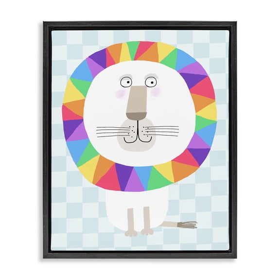 Stupell Industries Rainbow Geometric Lion Black Framed Floater Canvas Wall Art design by Carla Daly, 21 x 17