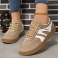 thumbnail image 2 of LTTVQM Women's Fashion Sneakers Trendy Classic Comfortable Lace-up Shoes-Gum Sole Platform Shoes Casual Retro Non Slip Tennis Work Sneakers Khaki 37(US-6.5), 2 of 5