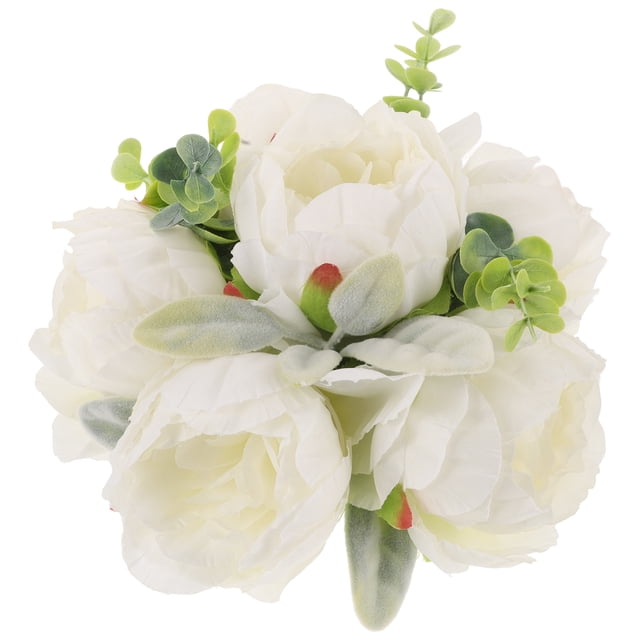 Peonías artificiales vintage de seda, centro de mesa floral, ramo de boda, bola de flores de peonía para boda, decoración nupcial del hogar, color blanco