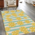 thumbnail image 2 of Yellow Lemon 4x6 Area Rugs for Living Room, Teal Stripes Linen Background Non Slip Floor Mat Washable Low-Profile Indoor Carpet for Bedroom, Dining Room, Bathroom, 2 of 9