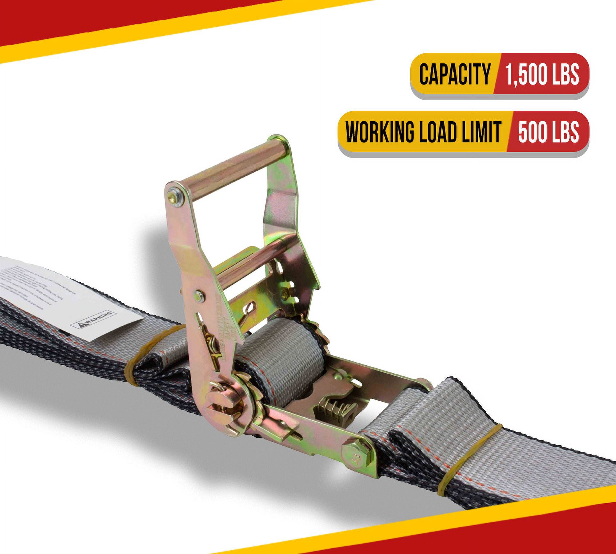 4 Pack 2'' x 16' E Track Ratchet Straps with Wire Hook & Spring E-Fittings, 500 lbs - Gray Heavy Duty Etrack Ratchet Tie Down Strap for Enclosed Trailers, Trucks & Van