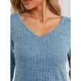 thumbnail image 4 of DARING DIVA Women's 2-Piece Ribbed Knit Long Sleeve Pajama Sets S Blue, 4 of 6
