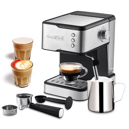 SUGIFT 20 Bar Espresso Machine With 950W Detachable frothing nozzle Gift for father day  Brushed Stainless Steel