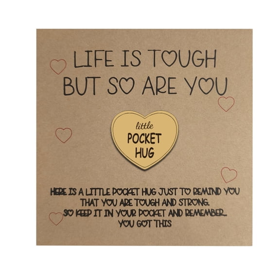 JHyouerji Pocket Hug Wooden Token,Encouragement Cheer Up Gift,Thinking of You Friendship Keepsake,Portable Pocket Gift for Men Women Friends with Message Card