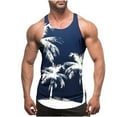 thumbnail image 1 of Camiseta sin mangas de cuello redondo para hombre, sin mangas, estampada, con tirantes finos y espalda descubierta, deportiva, regular, con cuello redondo y sin mangas para hombre., 1 of 4
