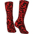 thumbnail image 4 of N/A Red Leopard Pattern Print Adult Athletic Crew Socks Men Women Long 7-8.3 In 18-21cm, 4 of 8