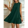 thumbnail image 3 of Womens Cute Dress A-Line Round Neck Dress Sleeveless Dark Green S, 3 of 6