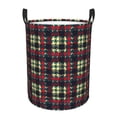 thumbnail image 1 of DouZhe Waterproof Collapsible Large Laundry Baskets, Vintage Houndstooth Plaid Prints Circular Hamper with Handles, 1 of 6