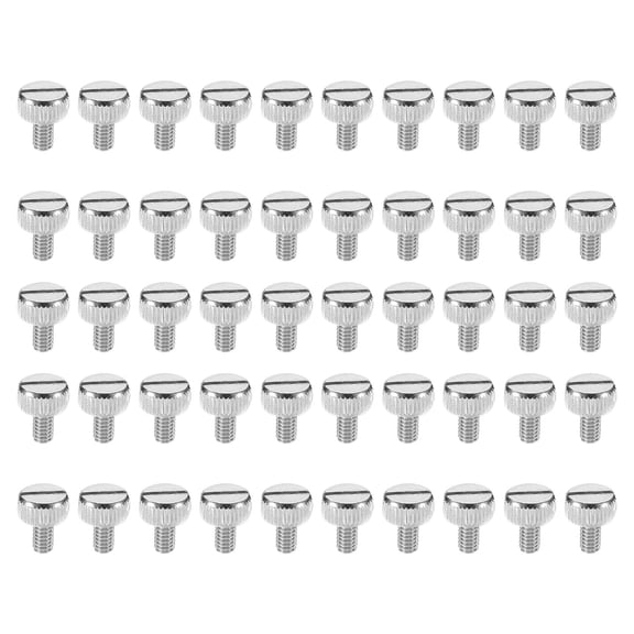 Uxcell 8#-32x7mm Knurled Light Fixture Screws, 50pcs Flat Slotted Screw, Nickel Tone 9.6mm