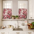 thumbnail image 3 of 3 Piece Kitchen Curtains and Valances Set Pink Roses Cafe Curtains 36 Inch Length Spring Floral Elegant Pastoral Butterfly Retro Valance & Tier Curtain for Living Room Bedroom 54"x18"+27"x36"*2, 3 of 6