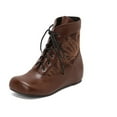 thumbnail image 6 of Bnwani Women Boots Ankle New Winter Fashion Toe Flat Versatile Casual Boot Brown Size 5.5, 6 of 9