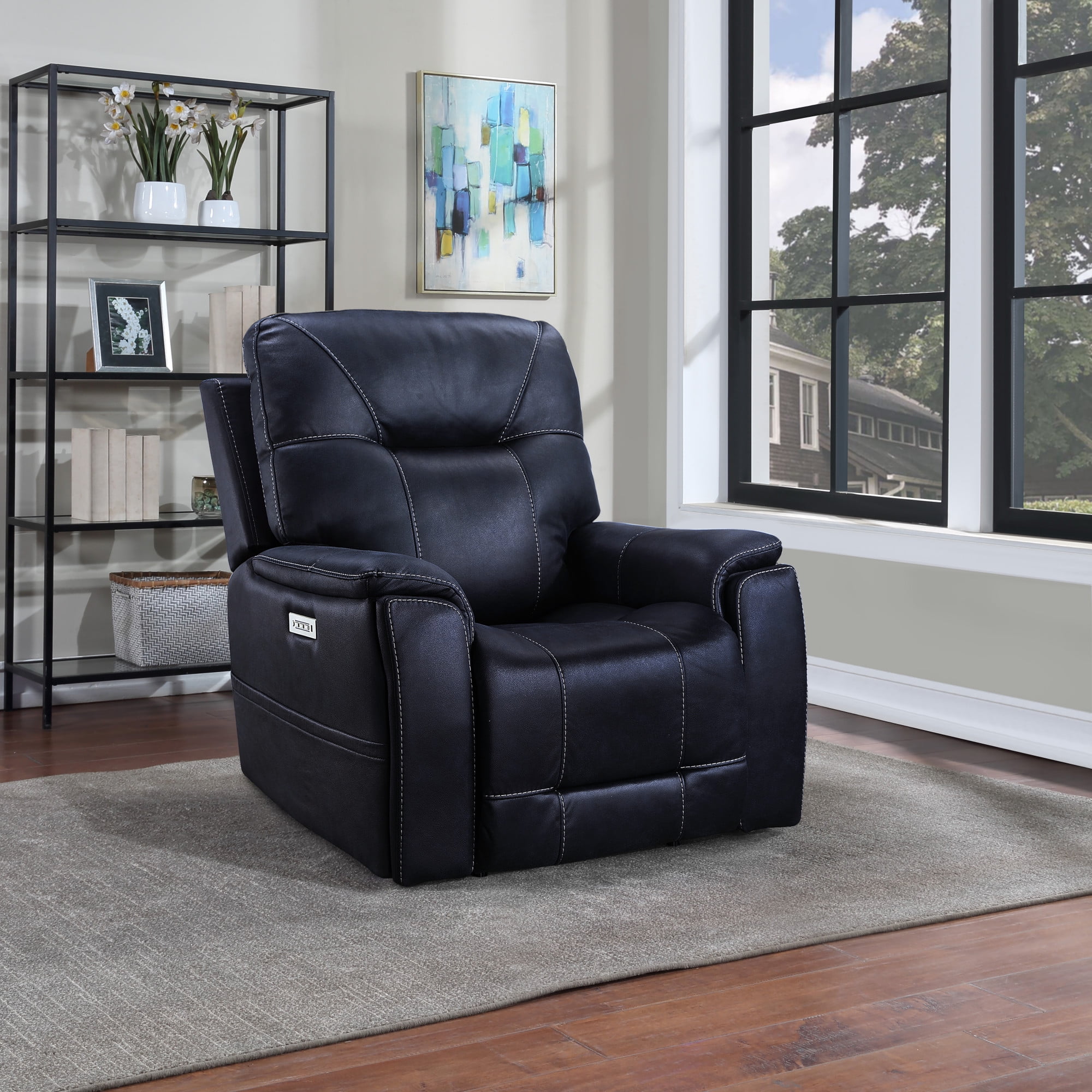 Steve Silver Lexington Faux Leather Power Media Recliner, Ocean Blue