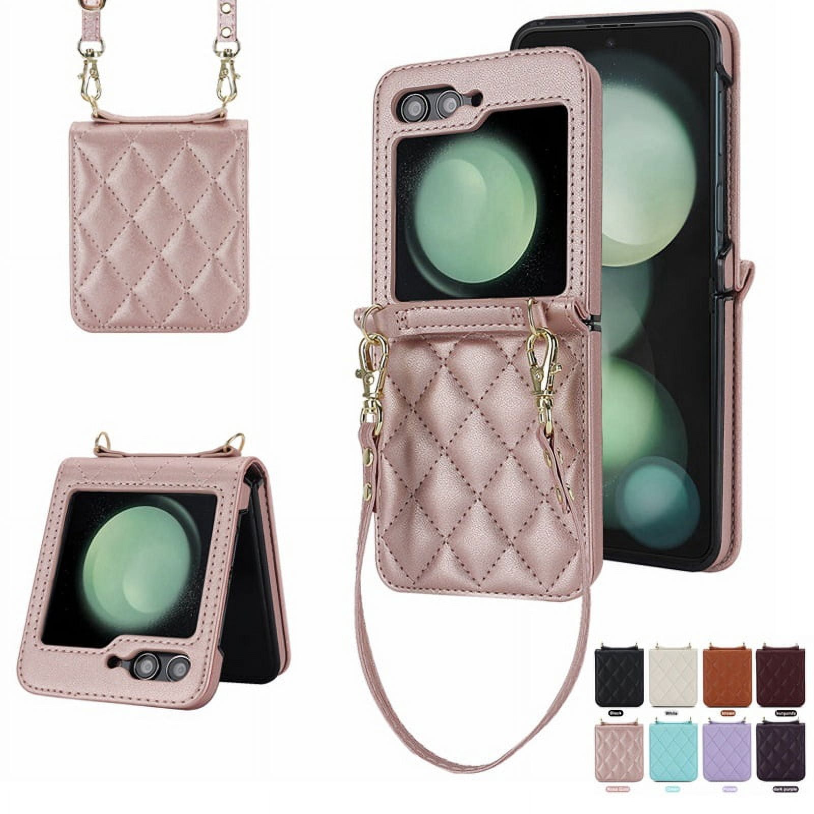 Stylish crossbody foldable leather phone case for Samsung Z flip5, protective case