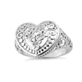 thumbnail image 3 of 925 Sterling Silver v Platinum Plated Heart Stackable Women Valentines Day Gifts Ring, 3 of 4