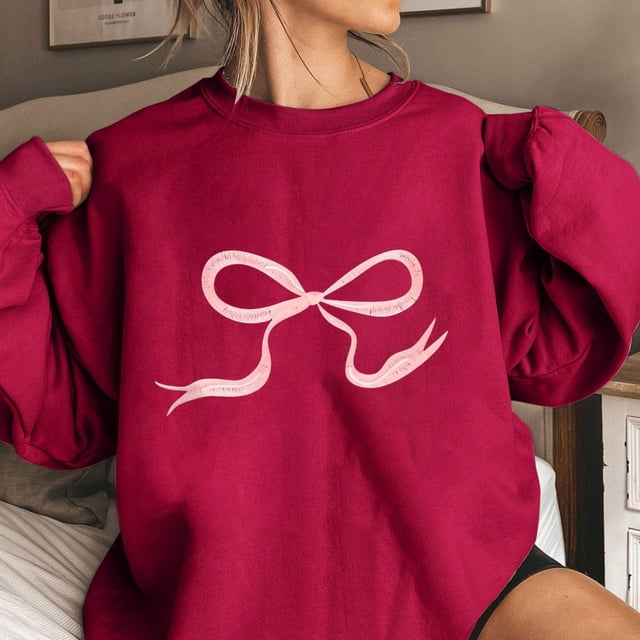 TIMIFIS Chandails pour Femmes, Chandails en Molleton Col Rond pour Femmes, Haut à Manches Longues Imprimé Nœud Décontracté Automne Confort Couleur - Printemps/été