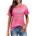 thumbnail image 1 of Mujeres Manga Corta de Verano Tops Pascua Impresa Cuello Redondo, Blusa de Moda Casual para la Primavera, 1 of 5