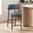 Blue, variant on Mid Century Modern Kitchen Bar Stools Set of 1, Counter Height Stools with Curved Back and Wooden Frame,Upholstered Seat Beige