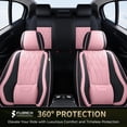 thumbnail image 4 of FLORICH Full Set Car Seat Covers, Universal Nappa Leather Seat Covers for Car Trucks SUV with Lumbar Support, Waterproof, Anti-Slip, Black & Pink, 4 of 9