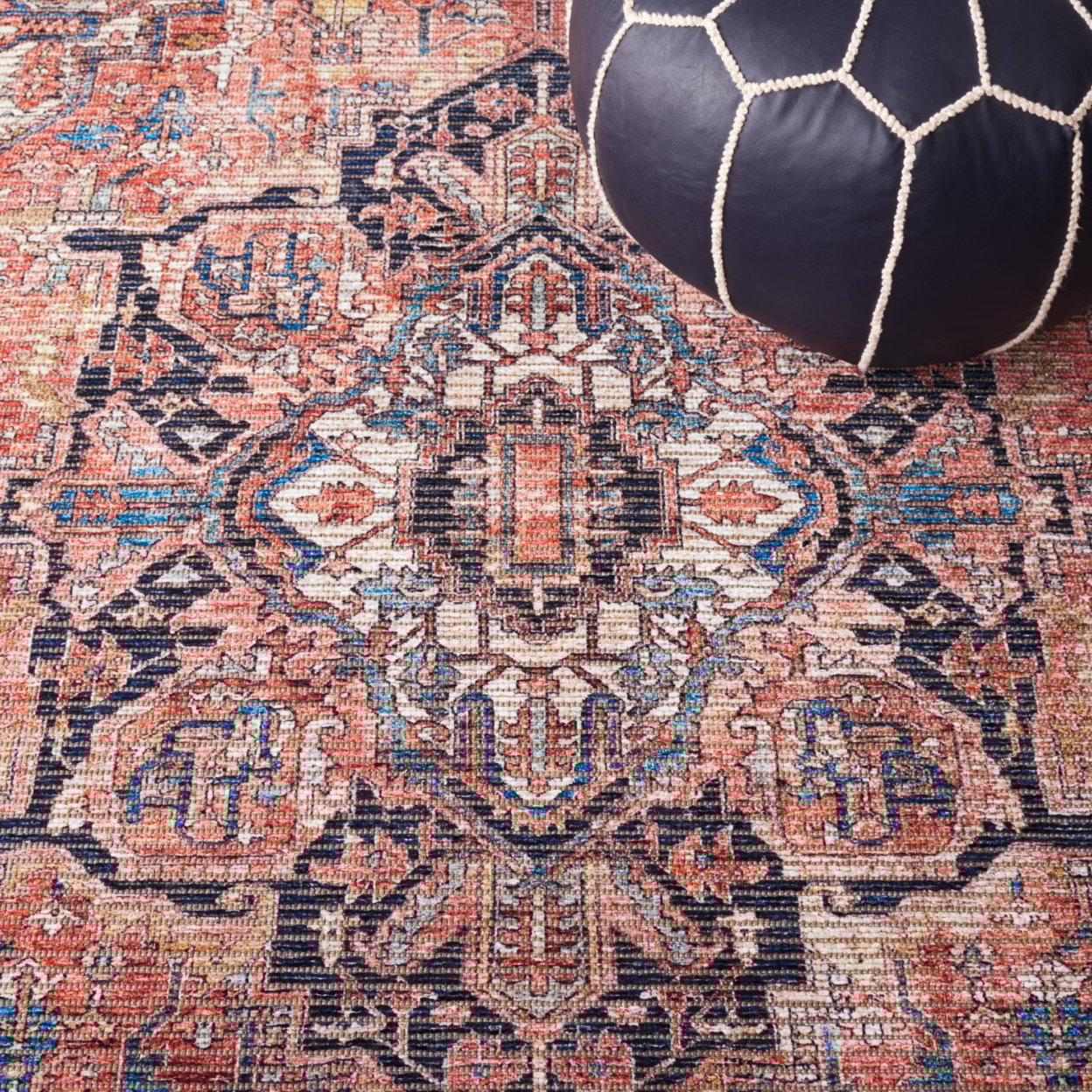 thumbnail image 6 of SAFAVIEH Serapi Adelaide Oriental Machine Washable Area Rug, Rust/Navy, 6'7" x 6'7" Round, 6 of 8