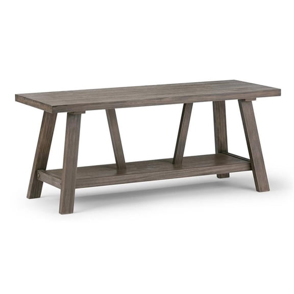Simpli Home Dylan Solid Wood 48 " Industrial Entryway Bench in Driftwood