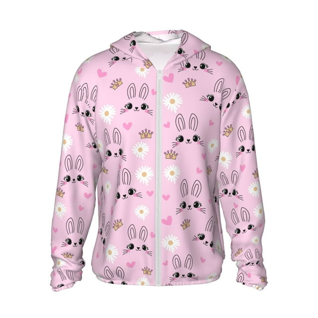Vsdgher Sweat à Capuche Imprimé Visage de Lapin pour Hommes Femmes, Manches Longues Protection Solaire Pêche Course Natation-Grand