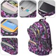 thumbnail image 4 of Purple Butterfly Pattern Cute School Backpack Bag with Padded Back and Adjustable Shoulder Straps 16.9 X 12.6 X 5.9 Inches, 4 of 5