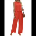 thumbnail image 2 of Conjuntos de 2 Piezas para Mujer, Chaleco, Cuello Redondo, Sin Mangas, Conjuntos Casuales, Pantalones de Pierna , Trajes. Color Naranja S, 2 of 8