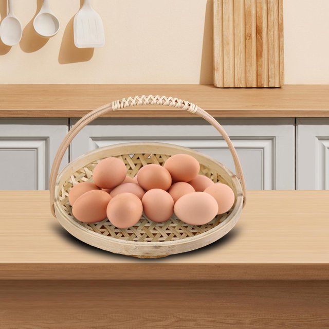 Bandeja para servir aperitivos, cesta de bambú con asa, platos multifuncionales para aperitivos de hotel, plato de frutas para restaurante para Hotel, 19cm BLESIY Cesta de almacenamiento