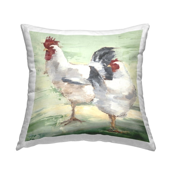 Stupell Industries Farm Hens Abstract Animals Square Decorative Printed Throw Pillow, 18 x 18,