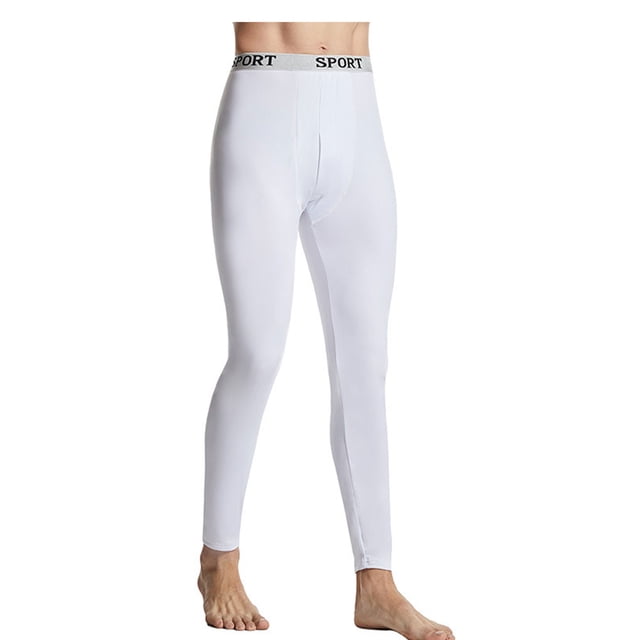Qarigey Pantalones térmicos de invierno para hombre, pantalones cálidos de estilo informal ajustados para niños, mallas de capa base para Ropa interior Blanco Grueso