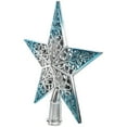 thumbnail image 4 of ELAYARD Hollowed Out Christmas Tree Topper Glittering Star Ornament in Silvery Blue, Sparkle Xmas Tree Decoration for Holiday Home,1pc,7.87X7.87X1.18in, 4 of 10