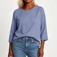 thumbnail image 5 of Drses Women 2026 Cotton Linen Button Down Blouse, Long 3/4 Sleeve Striped Collared Shirt with Pockets Casual Office Summer Work Top, 5 of 6