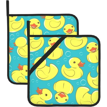 

HPINK-T Little Yellow Duck Pot Holders Set of 2 Oven Hot Pads for Kitchen Heat Resistant Washable Potholder for Kitchen Baking