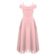 thumbnail image 3 of Kids Girls Chiffon Party Dress Off-the-Shoulder A-Line Floor Length Dresses Pink 14, 3 of 6
