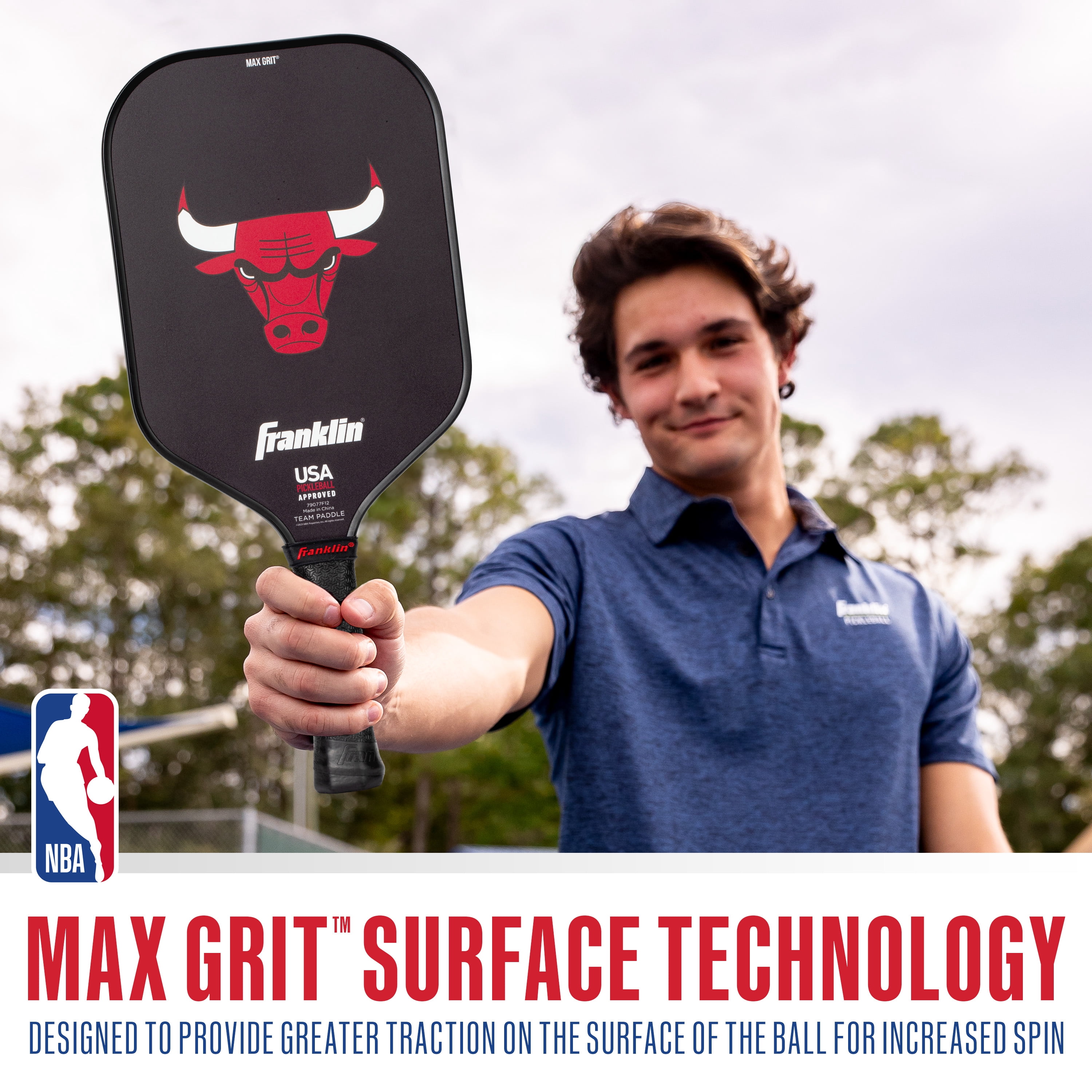 Franklin Sports NBA Chicago Bulls Pickleball Paddle - Official NBA Team Pickleball Paddles - USAP (USAPA) Approved Premium Quality Pickleball Paddles - Authentic Team Logos + Colors