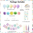 thumbnail image 7 of Pastel Birthday Decorations for Girls Women, Macaron Party Decorations with Birthday Banner Balloons Circle Dot Garland Rainbow Cake Topper and Paper Pom Poms for Rainbow Birthday Party Supplies, 7 of 7