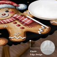 thumbnail image 3 of Gingerbread Black Round Tablecloth, Fitted Table Cover with Elastic for 45"-54" Round Tables, Christmas Winter Snowflake Table Cloth Outdoor Indoor Dinning Party Waterproof Tablecloths, 3 of 7