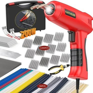 Upgrade 200W Plastic Welder, 1200PCS Hot Staples& 56PCS Welding Rods Plastic Welding Kit, 3 IN 1 Plastic Welding Gun, Plastic Repair Kit for Car Bumpers/Kayaks Plastic Repairs