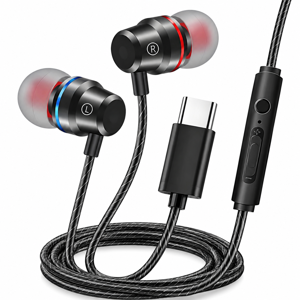 VORALYN Wired Headphones USB C Noise Canceling In-Ear Wired Earbuds with Microphone Volume Control USB C Wired Earbuds for Samsung iPhone Pixel