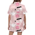 thumbnail image 4 of Ulitacool Womens Pajamas Halloween Short Sleeve Lapel Sleepwear Shirts Pants Stylish Round Neck Tops Shorts Lapel Button Down 2 Pieces Pjs Set Sleepwear Relax Fit Nightwear Light Pink Xxl, 4 of 5