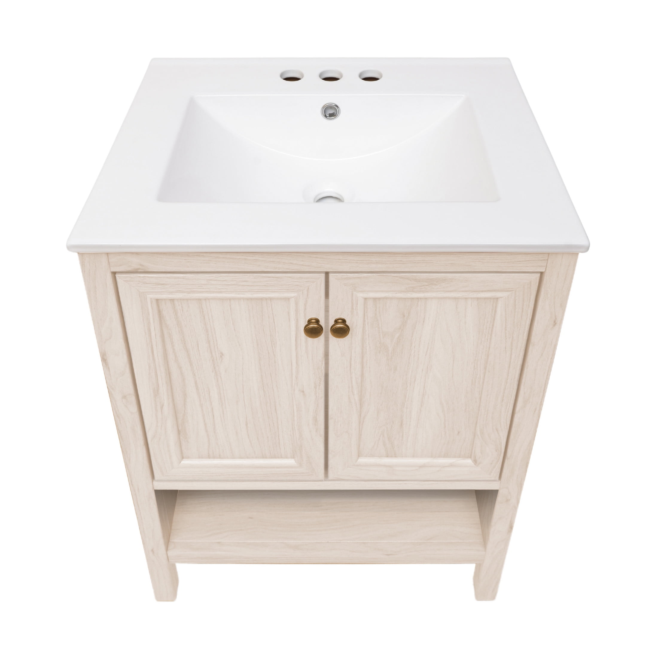 Chateau 24" Freestanding Bathroom Vanity in White Oak with 3-Hole Centerset Sink Top