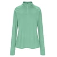 thumbnail image 4 of Women's Long Sleeve Quarter Zip Athletic Tops - Lightweight Moisture Wicking Workout Shirts, Slim Fit Running Gym Pullover with Thumbholes Mint Green M, 4 of 8