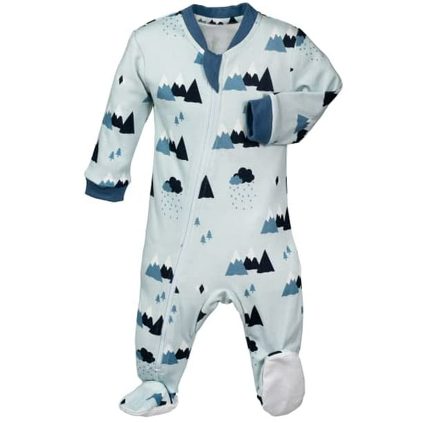 ZippyJamz Organic Baby Footed Sleeper Pajamas with Inseam Zipper for