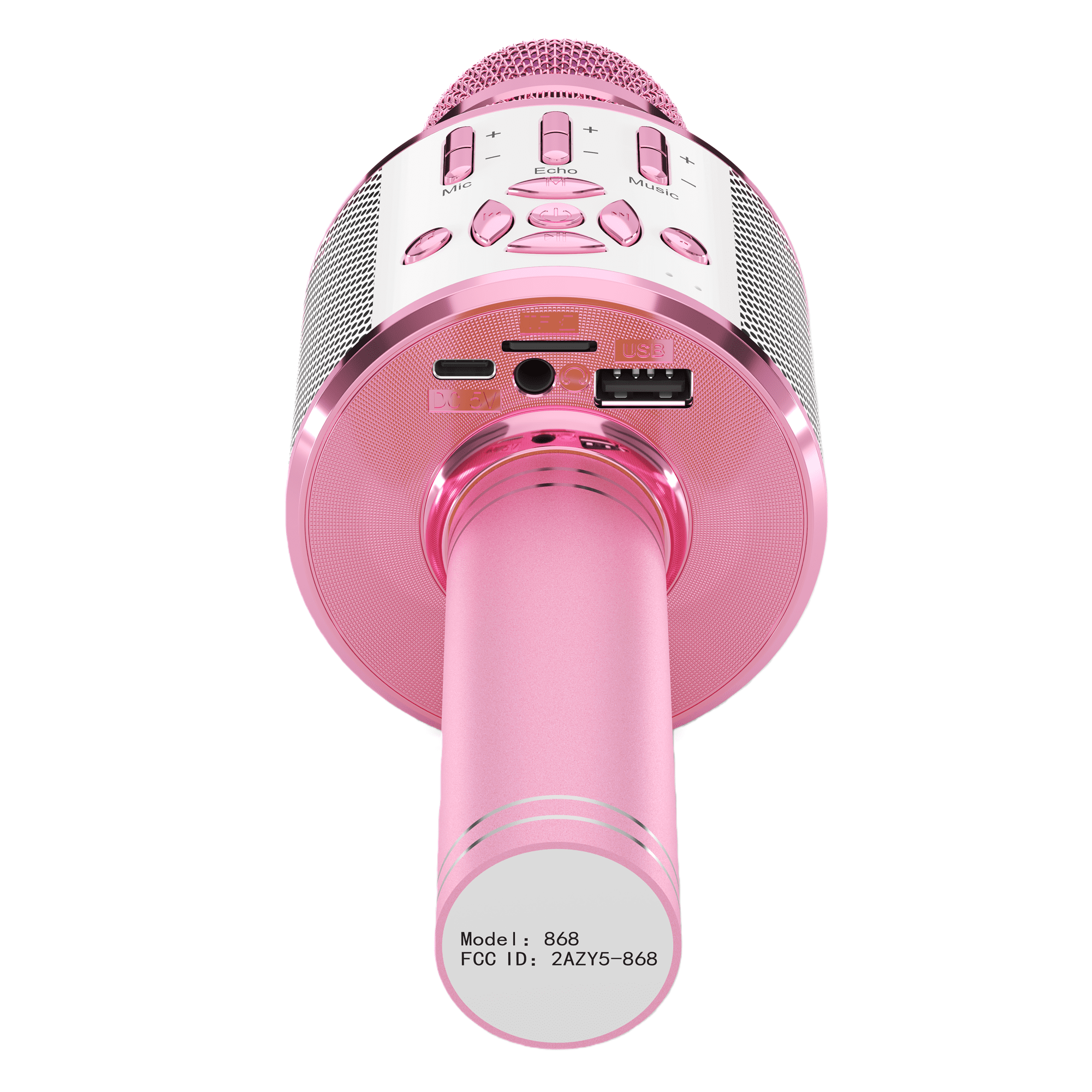 BONAOK Bluetooth Wireless Karaoke Microphone, Portable Handheld Karaoke Machine with LED Lights, Bluetooth Microphone Speaker Singing Gift for Kids Adults(Light Pink)