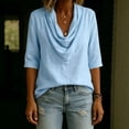thumbnail image 5 of Warop Womens 3/4 Sleeve Tops Fall Cowl Neck Shirts Solid Office Business Dressy Casual Outfits, 5 of 6
