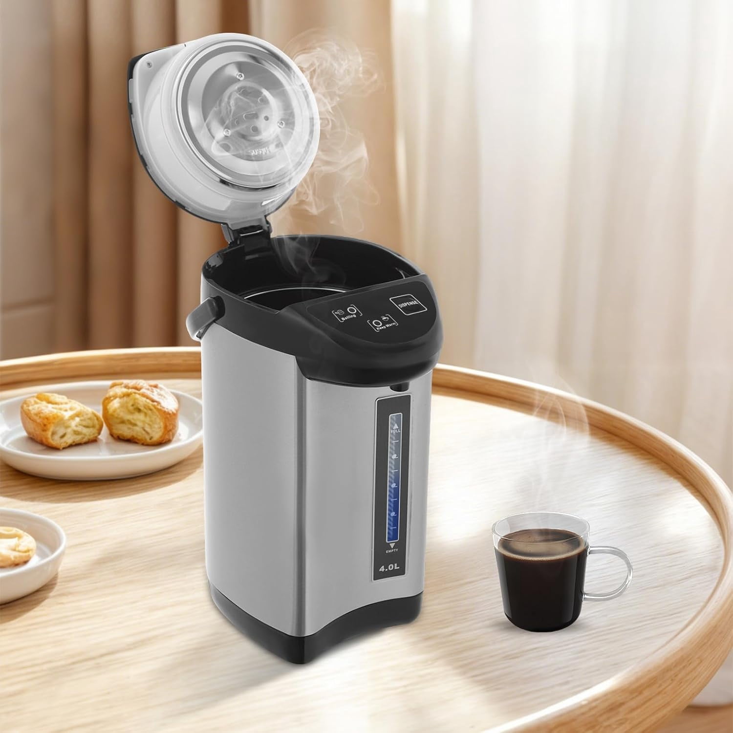 Electric Kettle,750W 135 oz/4.0 L 304 Stainless Steel Removable Water Tank Water Boiler & Warmer for Dining Rooms,Living Rooms,Kitchens (Black)