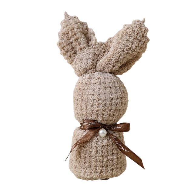 Tauxra Soft Cute Rabbit Shape Absorbent Fiber Bath Towel With Beads 29.5x13.8 Inches For Kids Party Favors