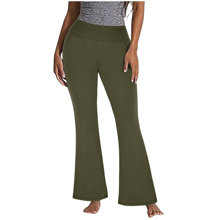 Reduce Price Hfyihgf Women's Yoga Dress Pants High Waist Tummy Control  Leggings Bootcut Work Slacks Stretch Office Casual Flare Pants(Green,S)
