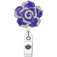 thumbnail image 5 of Flower Badge Holder, Luxury Rose Flower Diamond Badge Reel with Alligator Clip, Glitter Rose Flower ID Card Badge Reel for Nurse, 5 of 7
